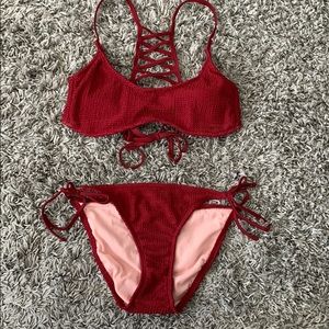 Criss Cross Back Textured Bikini
